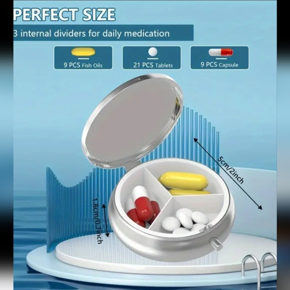 Artistic Sun & Moon Pill Box - 3-Compartments - Picture 2 of 3